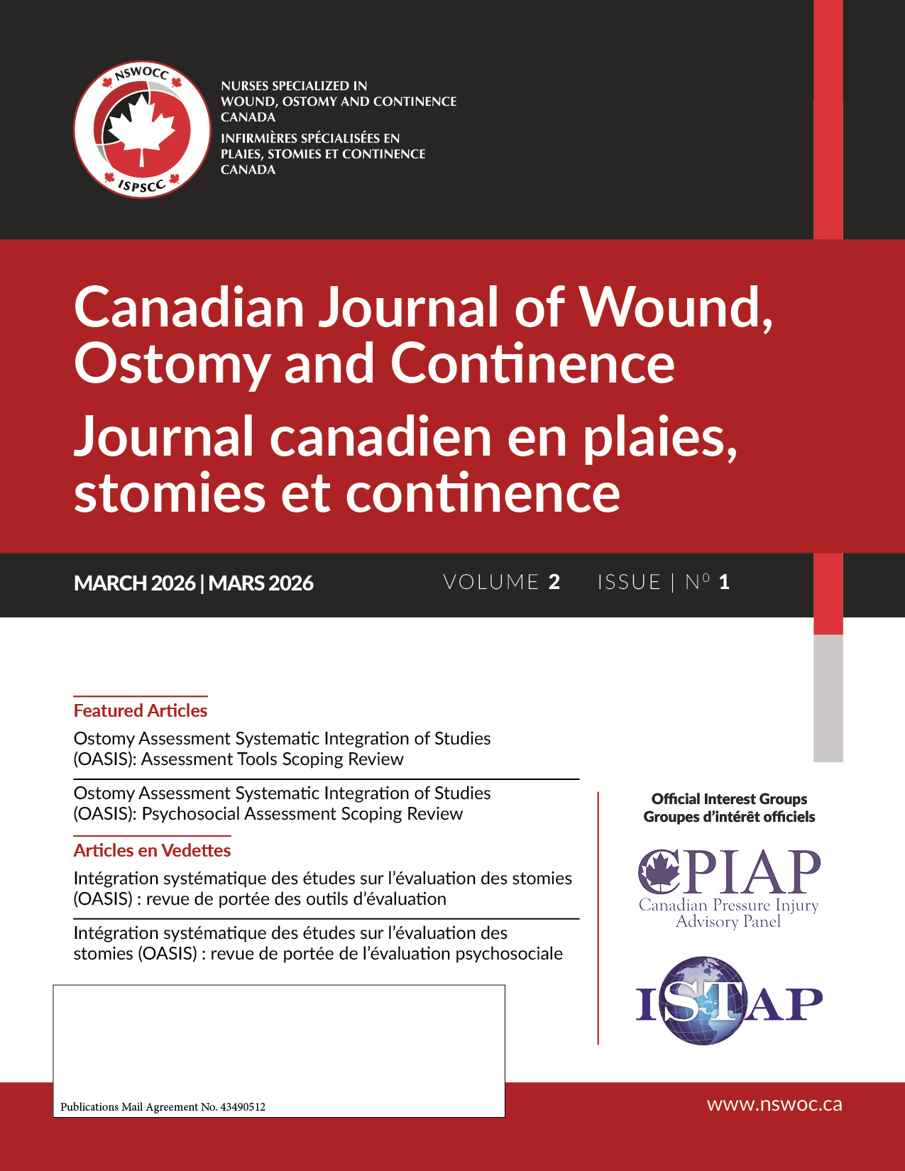 					View Vol. 2 No. 1 (2026): Canadian Journal of Wound, Ostomy and Continence
				